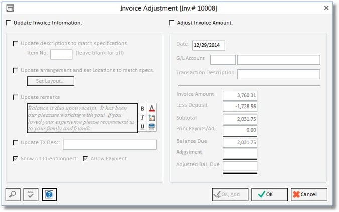 Invoice Adjustment 1